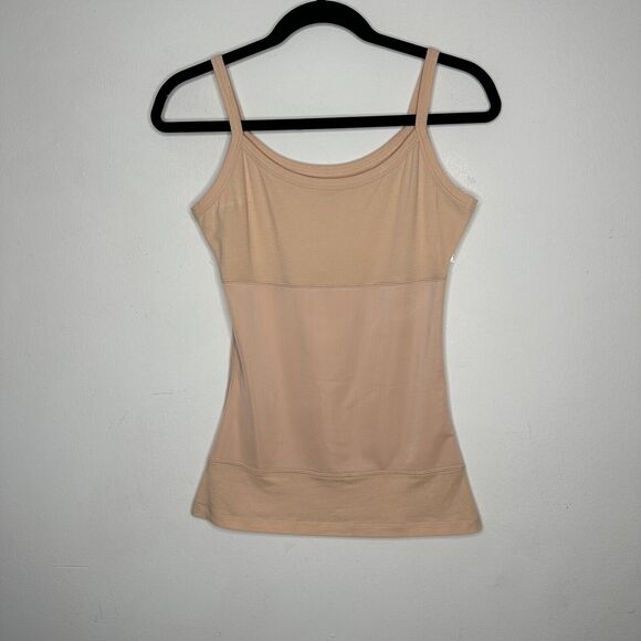 Yummie Tummie Boyfriend Tan Spaghetti Strap 3-Panel Shaping Tank Scoop Top Med - Picture 4 of 14